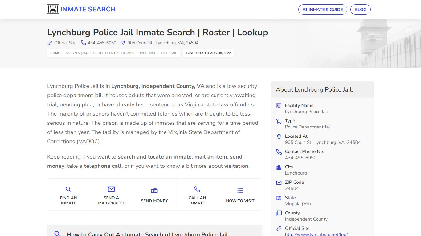 Lynchburg Police Jail Inmate Search | Roster | Lookup