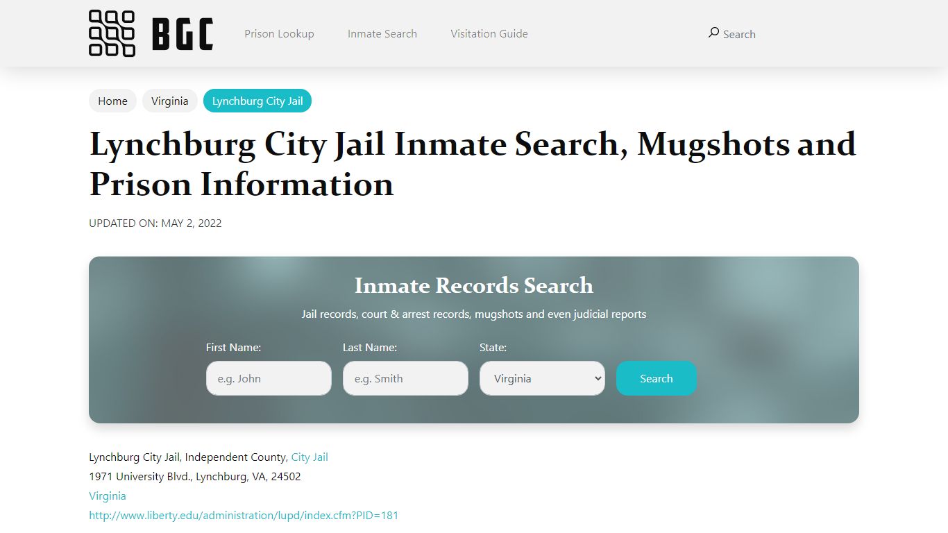 Lynchburg City Jail Inmate Search, Mugshots, Visitation ...