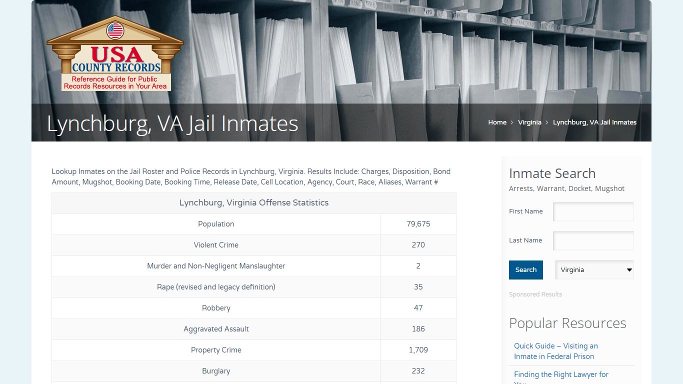Lynchburg, VA Jail Inmates | Name Search