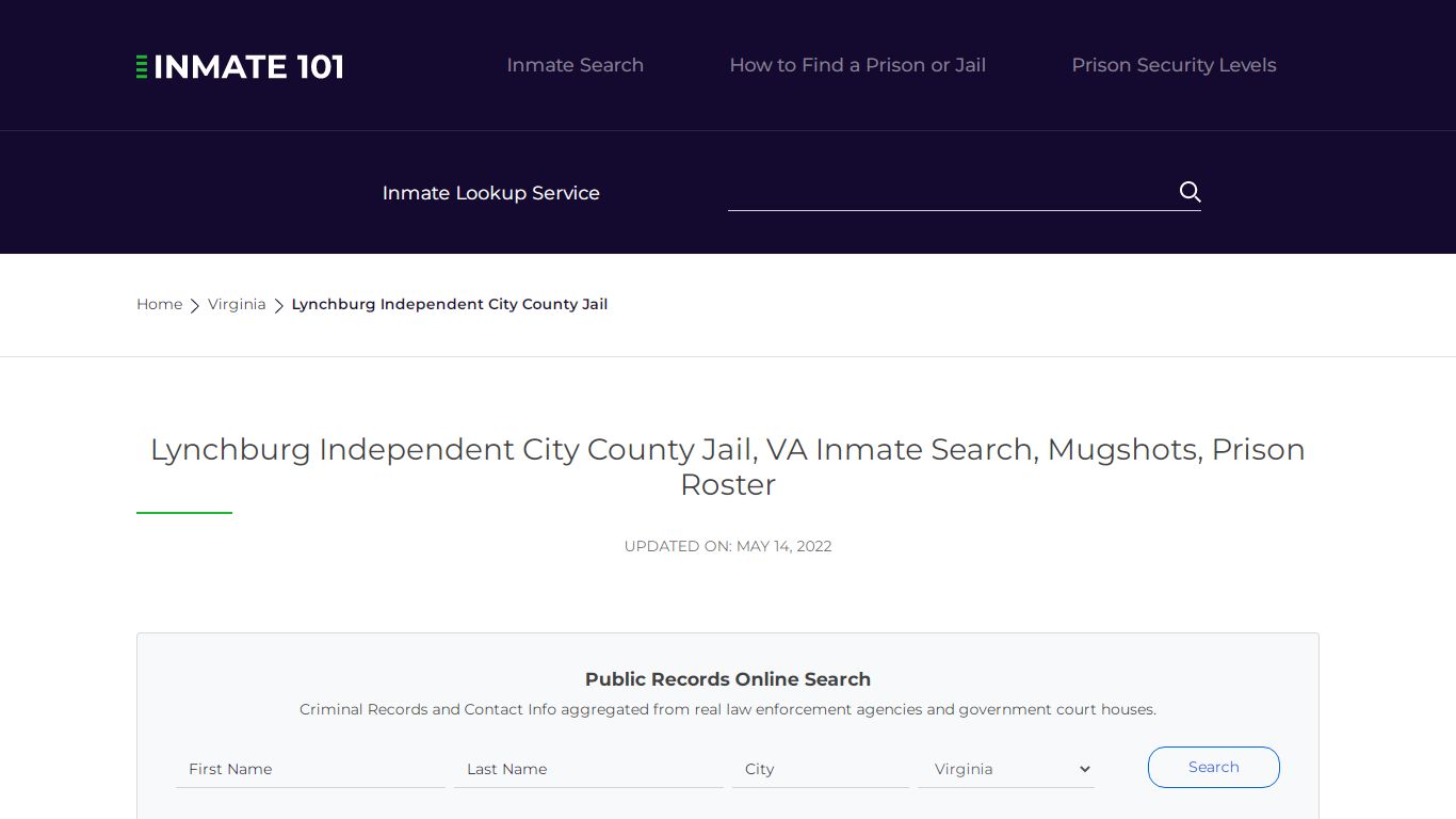 Lynchburg Independent City County Jail, VA Inmate Search ...